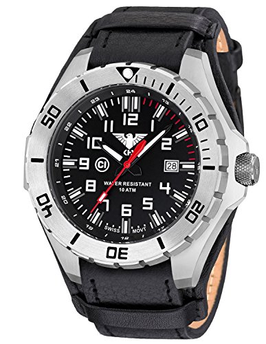 KHS Mens Watch Landleader Steel with Leather Strap G-Pad LANS.R