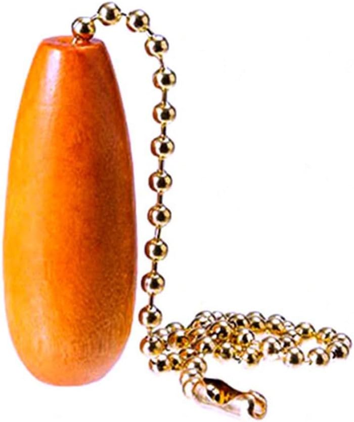 Wooden Pull Chain Cord Handle Bathroom Toilet Light Switch – 35 cm Adjustable Chain with 4.5 cm Wood Pendant, Decorative Vintage Lighting Accessory Home & Garden(Yellow)