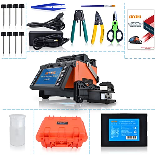 Image of Fusion Splicer With 8PCS Electrodes Fiber Cleaver Tool Kit Automatic Focus SM MM DS NZDS Core Alignment Optical Fiber Splicing Welding Machine (SS413F-411)