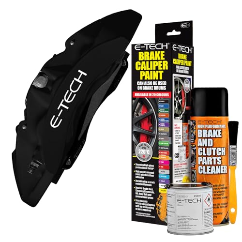 E-TECH Matt Black Brake Caliper Paint - EBCP-MB - Complete Kit Inc Paint/Cleaner & Brush