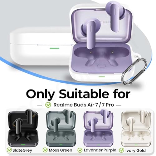 Image of Soft Silicone Case Cover Compatible for Realme Buds Air 7 | 7 Pro -White.