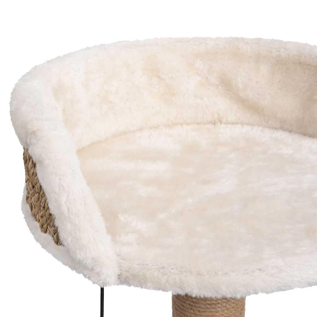 Árbol rascador para gatos con columna rascadora de algas marinas de 49 cm de altura, estable árbol rascador con cama de peluche, juguete colgante y sisal natural para el cuidado de las garras