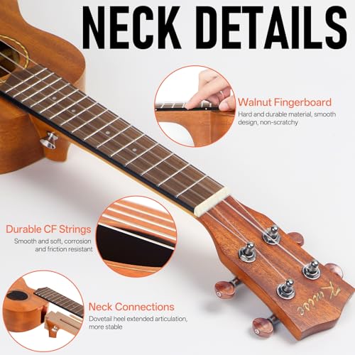 kmise professional ukulele for adult beginner free online lesson 21 inch soprano mahogany ukelele with kids ukele bundle starter kit gig bag case strap tuner nylon strings book uke gift choice