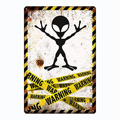 Warning Area 51 Metal Tin Sign UFO Vintage Poster Wall For Garage Yard Outdoor Indoor Retro Home Decor 12X8inch (YQ-046)
