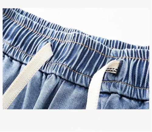 Hndudnff Men Stretch Waist Jeans Comfortable Soft Trousers Drawstring Casual Denim Pants with Pockets3