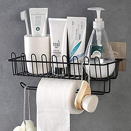 AP Store Multipurpose Wall Mount Self-Adhesive Metal Bathroom Kitchen Towel/Tissue Holder Wall Spice Rack Storage Rack Shelves Shelf Organizer Shower Caddy Rack - (Black) (B08JNPJK9S) Amazon Price History, Amazon Price Tracker