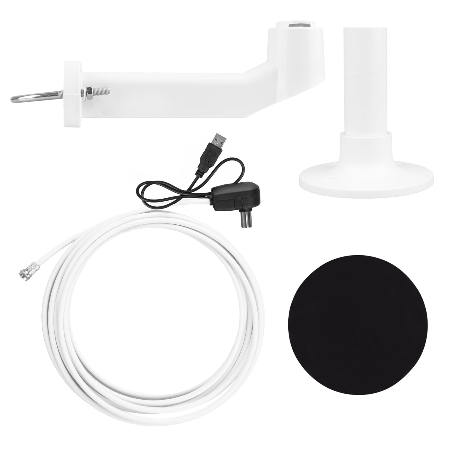 Maclean MCTV-104 - Antenna attiva omnidirezionale DVB-T2 360° con filtro LTE, alimentazione USB, modello compatto resistente alle intemperie per camper, caravan, camion e caccia