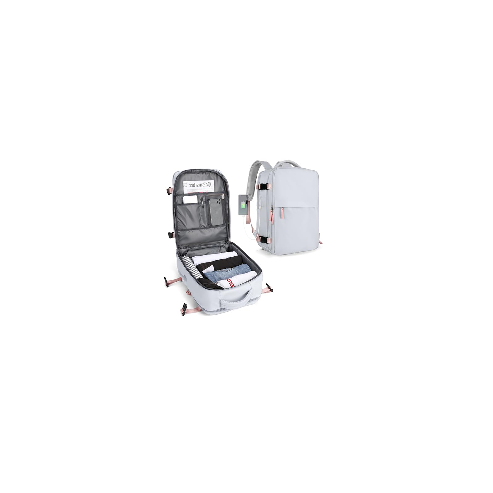 SZLX Zaino Ryanair 40x20x25 Bagaglio a Mano zaino Borse da Cabina per Easyjet 45x36x20 Zaino da Viaggio donna con porta ricarica USB, Borsa da Viaggio aereo Zaino Computer Impermeabile Casual Daypack