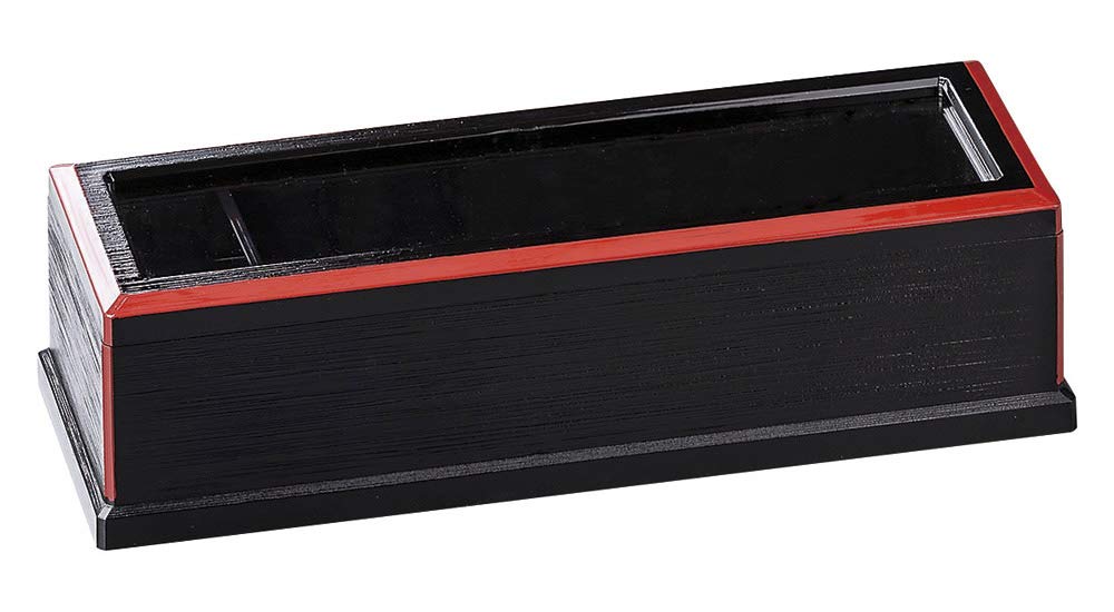 Amazon｜(A)21cm元禄箸箱(楊枝入付)黒渕朱 [ 28.8 x 10 x 7.5cm