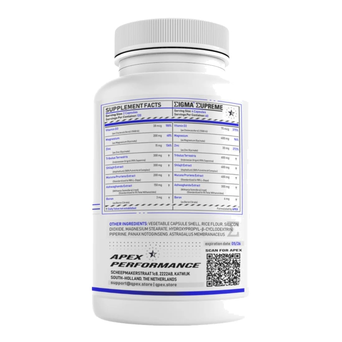 Sigma™ - Supreme Testosterone Booster - 240 Capsule - Protocollo da 2 a 4 Mesi - Turkesterone Europe®