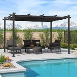 PURPLE LEAF 3 X 4 m Retractable Pergola, Aluminium Garden Pergola with Canopy, Outdoor Patio Gazebo Shelter UV & Water Resistant for Garden, Decking & Balcony, Gery