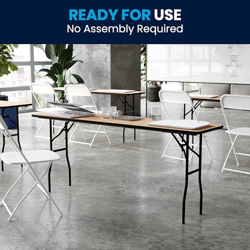 Flash Furniture YT-WTFT18X72-TBL-GG Gael 6' Wood Folding Training And Event Table, Rectangular Folding Training Table With Smooth Clear Coated Finished Top thumb #6