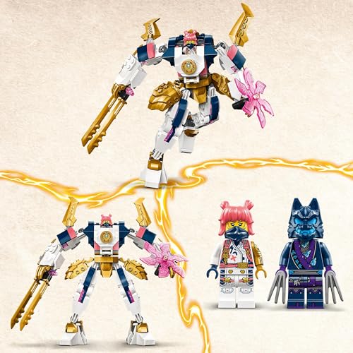 LEGO NINJAGO Mech Elemento Tech di Sora, Giochi d'Avventura per Bambini e Bambine da 7 Anni, Action Figure Snodabile con 2 Minifigure, Giocattolo Personalizzabile da Battaglia, Idea Regalo Ninja 71807 - Immagine 2