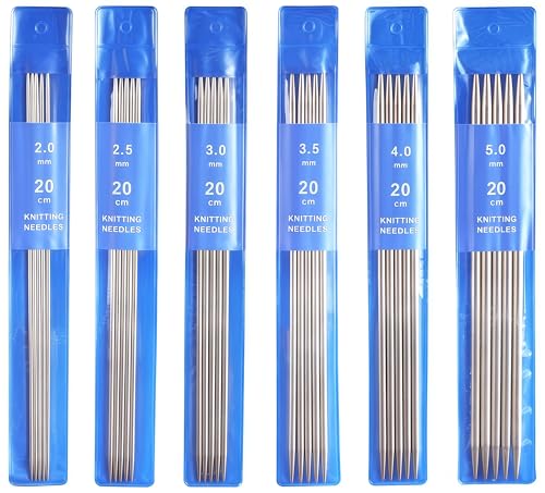 Set di ferri da maglia, 20 cm, 30 pezzi in acciaio inox, 2,0 mm - 5,0 mm, ago a doppia punta per calze, guanti, cappelli, maglioni per animali domestici