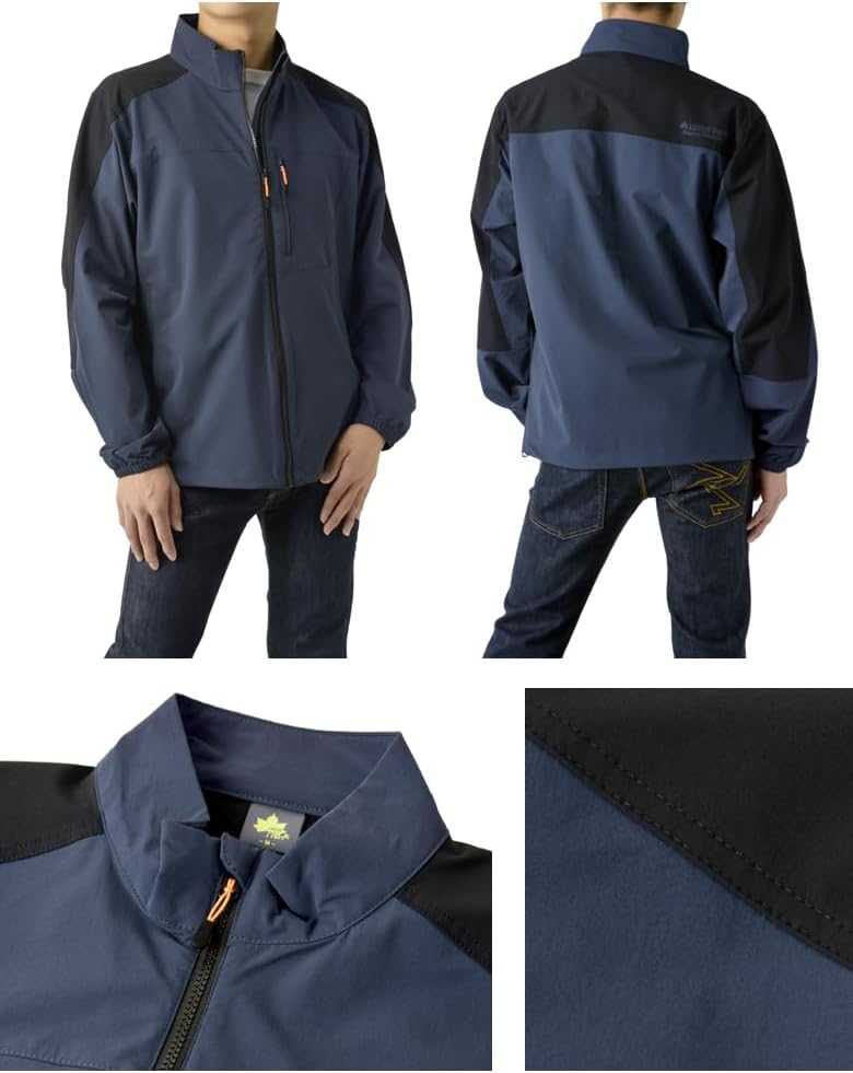 ロゴス LOGOS Park メンズ 撥水加工 ストレッチ ソフトシェル スタンドカラー ジャケット ブルゾン 配色 ロゴプリント