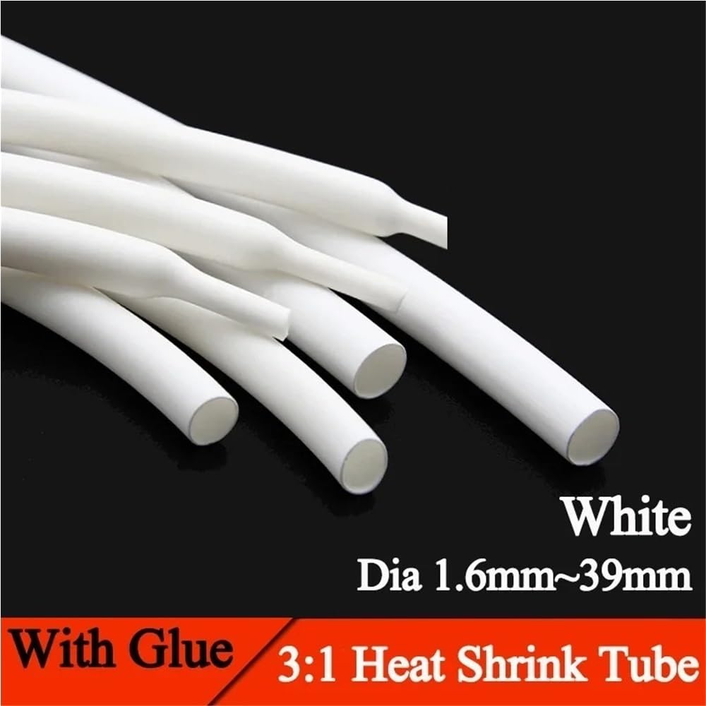 Tubo termorretráctil de poliolefina Blanco, con contracción 3:1 y Adhesivo de Doble Pared, for Envolver Cables.(39MM*5METERS)