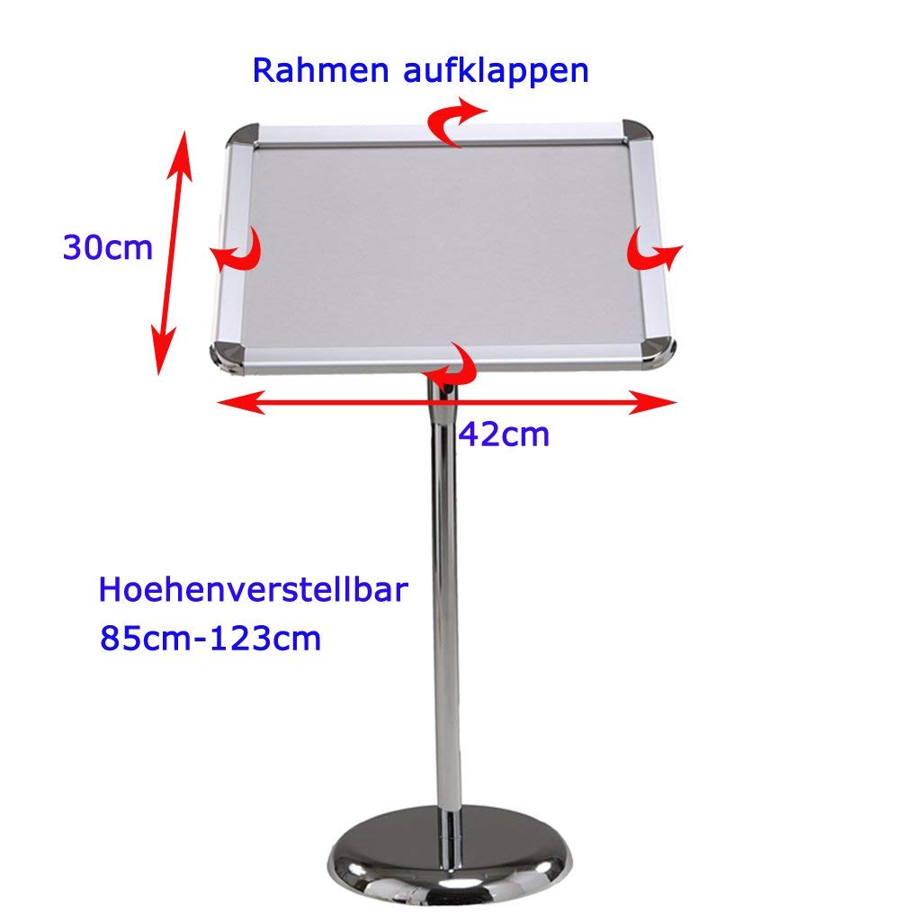 Cavalletto Espositore Da Pavimento A4 – Girevole 360° E Altezza Regolabile 73-118 Cm, In Acciaio, Per Menù E Poster