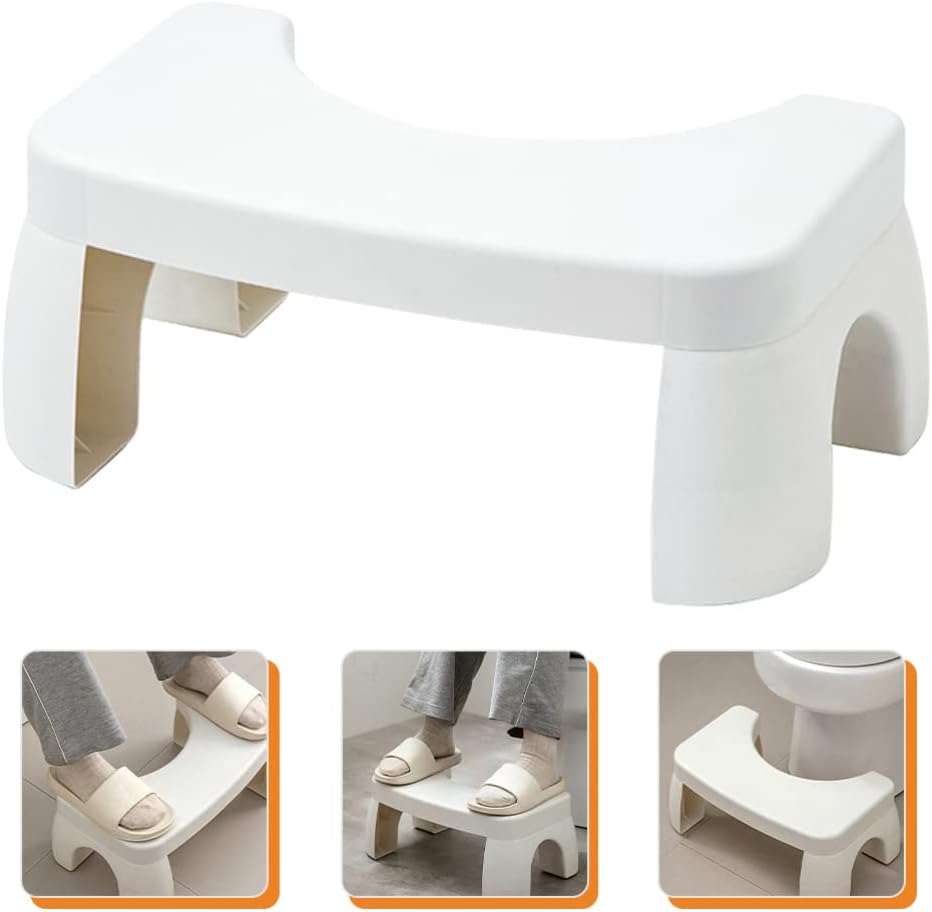 Housoutil Bathroom Step Stool Potty Toilet Stool Squatting Poop for Bathroom Non-Slip Potty for Children and Adults in Toilet White