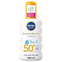 NIVEA SUN Babies & Kids Sensitive Spray Solare FP50+ (1 x 200 ml), protezione solare per bambini, protezione solare molto alta per ridurre il rischio di allergie solari