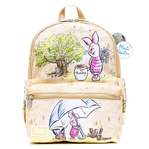 Conjunto de mini mochila infantil Piglet – Pacote com mochila Ursinho Pooh de 33 cm com bolso frontal e garrafa de água | Mochila Disney Piglet para escola, Mini mochila Piglet, Winnie the Pooh Mini
