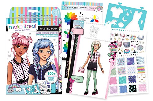 Make It Real  Fashion Design Sketchbook: Pastel Pop. Inspirational Fashion Design Coloring Book for Girls. Includes Sketchbook, Stencils, Puffy Stickers, Foil Stickers, and Fashion Design Guide