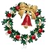 Akianna Christmas Wreath and Bell Brooch Pin with Swarovski Element Crystals
