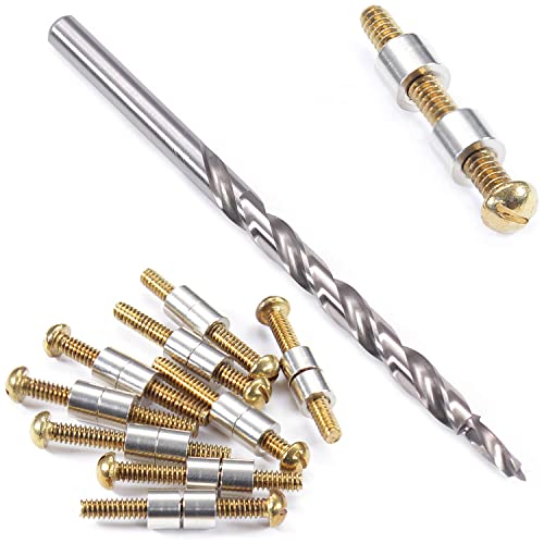 Loveless Fasteners (10 Pack) with Step Drill for DIY Handles &amp; Knife Handle Repair - USA Size (0.250 x 6-32US x 1.15 Inch) - (Nickel Silver/Brass)