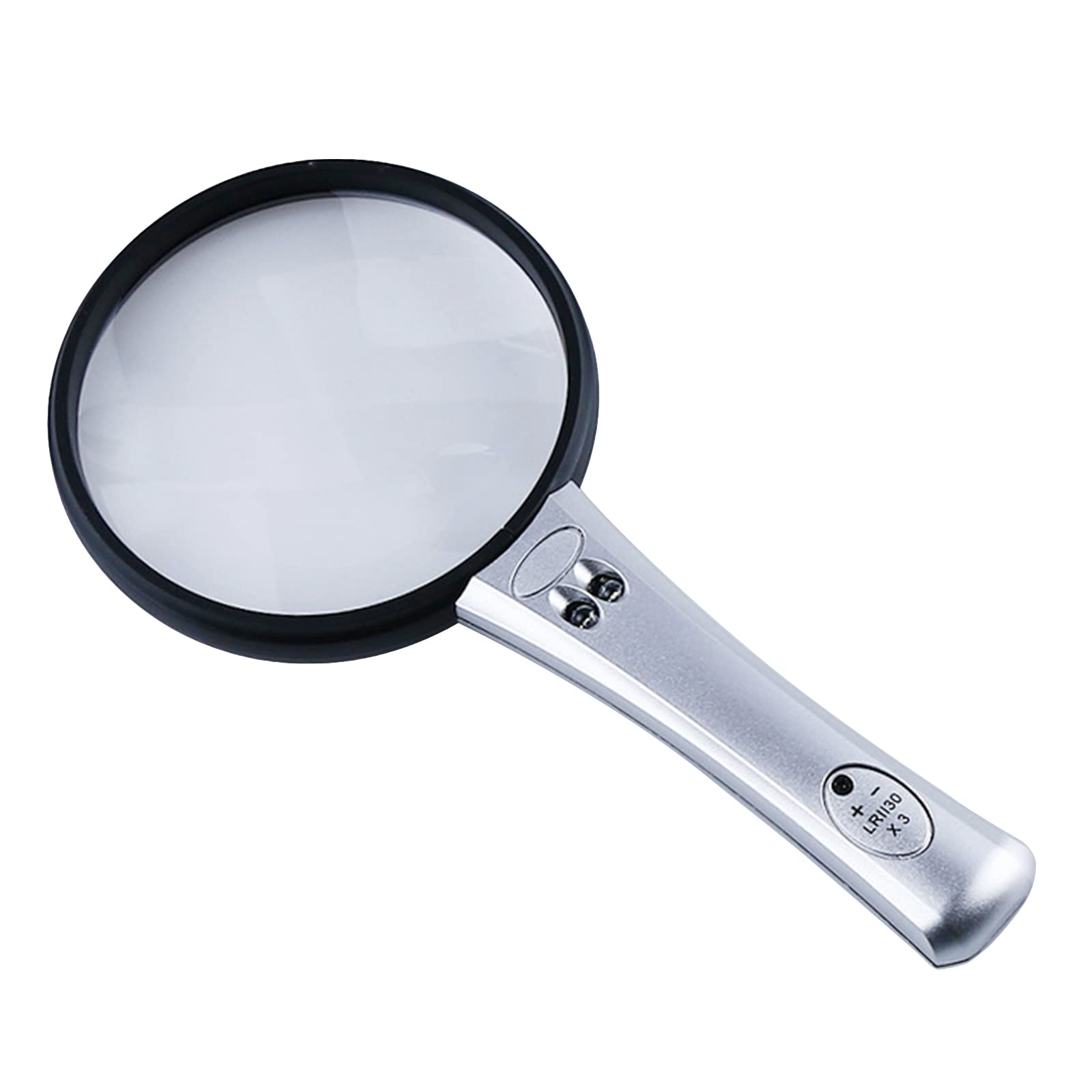 MRKU Lupa de Cristal supergrande con Luces LED, Lupa iluminada para Lectura de Ancianos, Gafas de Mano, con luz para Trabajos de Cerca, Manualidades, Soporte para Monedas, Costura