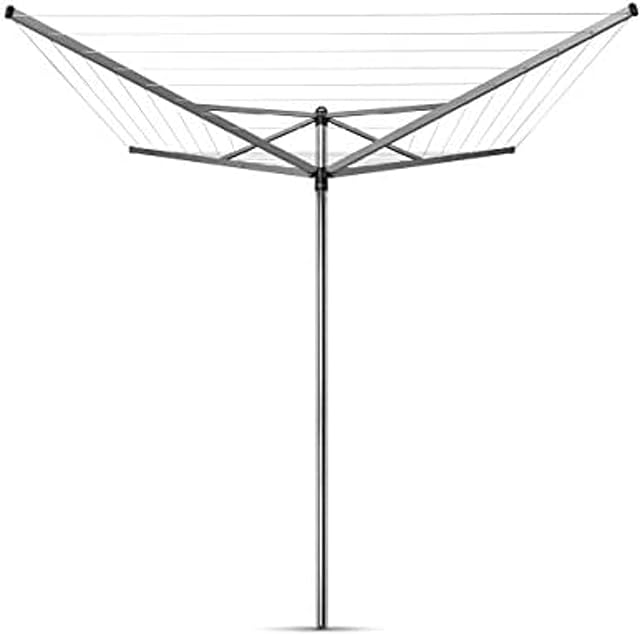 Brabantia - Topspinner - 40 Metres of Clothes Line - UV-Resistant & Non-Slip Lining - Smooth Turns - Umbrella System - Rotary Dryer with Ground Spike 45 mm - Metallic Grey - ø 271 cm