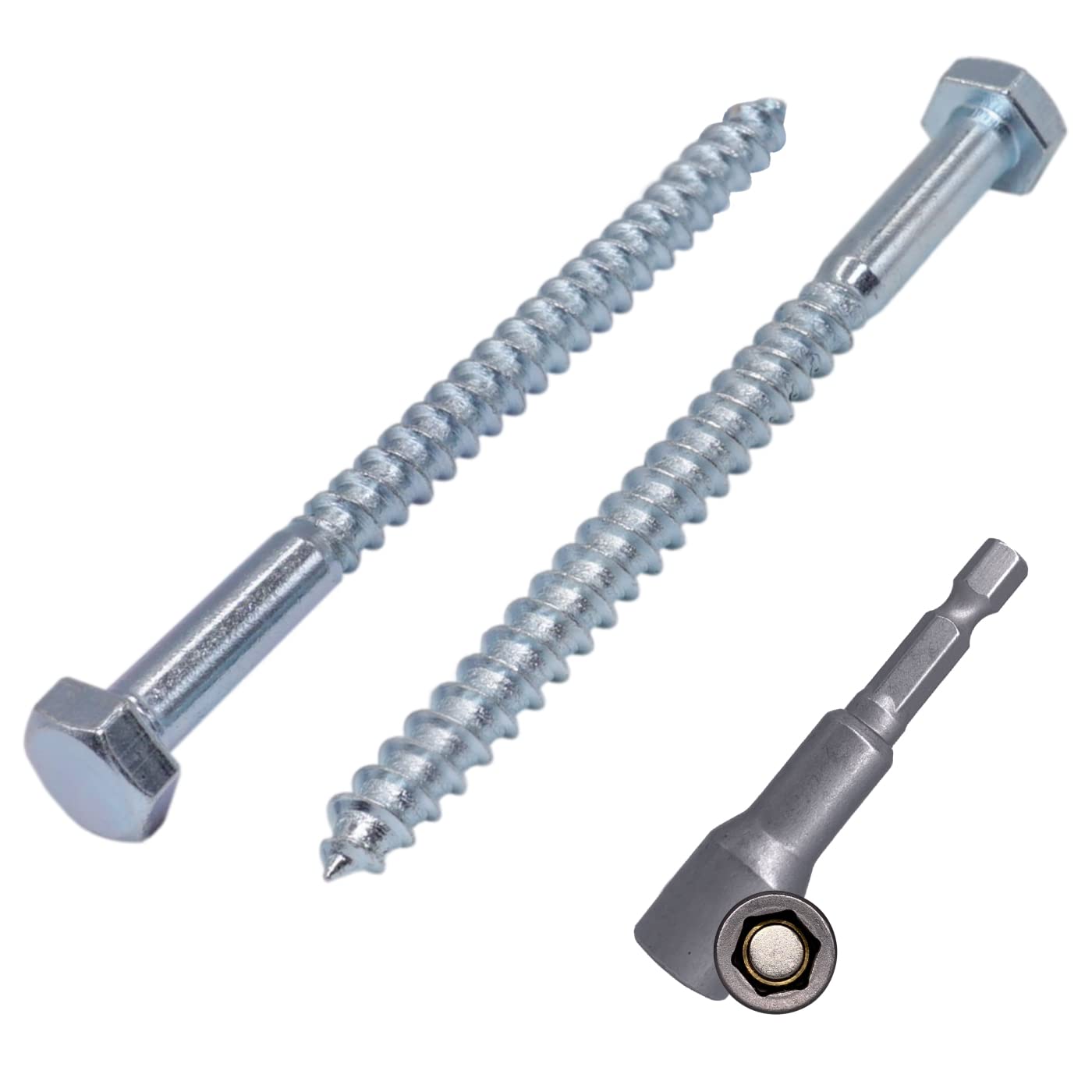 Tornillos hexagonales DIN 571 de acero chapado en zinc, M8 x 120 mm, tornillos de entrenador, tornillos hexagonales, tornillos de retraso, cabeza hexagonal (16, M8 x 120 mm)