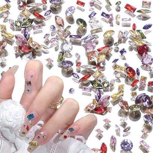 Jaliya JLA0280 200Pcs Tiny Zircon Rhinestones For Nails 3D Pointed Bottom Nail Rhinestones Nail Diamonds Colorful Nail Gems And Rhinestones cover