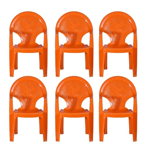 Image of MAHARAJA Mickey Mouse Plastic Chair for Kids | Strong Durable & Portable Study Chairs | Virgin Material Kids Chairs for 2 to 8 Years | Stackable School Chair (Orange, Pack of 6)