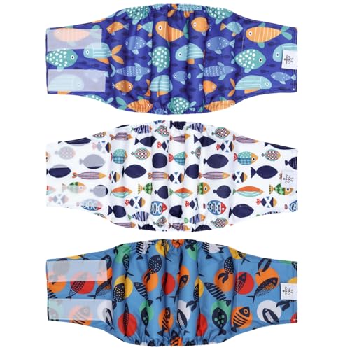 Image of CuteBone Dog Diapers Male Belly Bands 3 Pack for Male Dogs Reusable Puppy Wraps