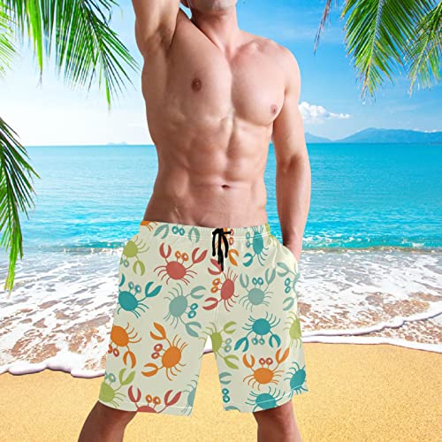 visesunny Crab Colorful Pattern Men's Swim Trunks Quick Dry Bathing Suits Beach Swim Shorts4