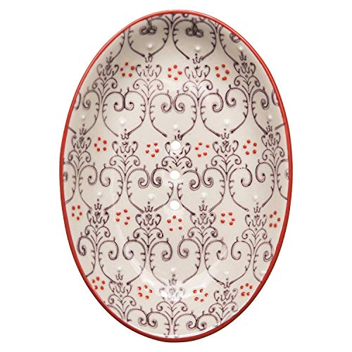Tranquillo Jabonera de cerámica Lilia con Orificios para desagüe 13,5 x 9,5 x 2 cm Cover