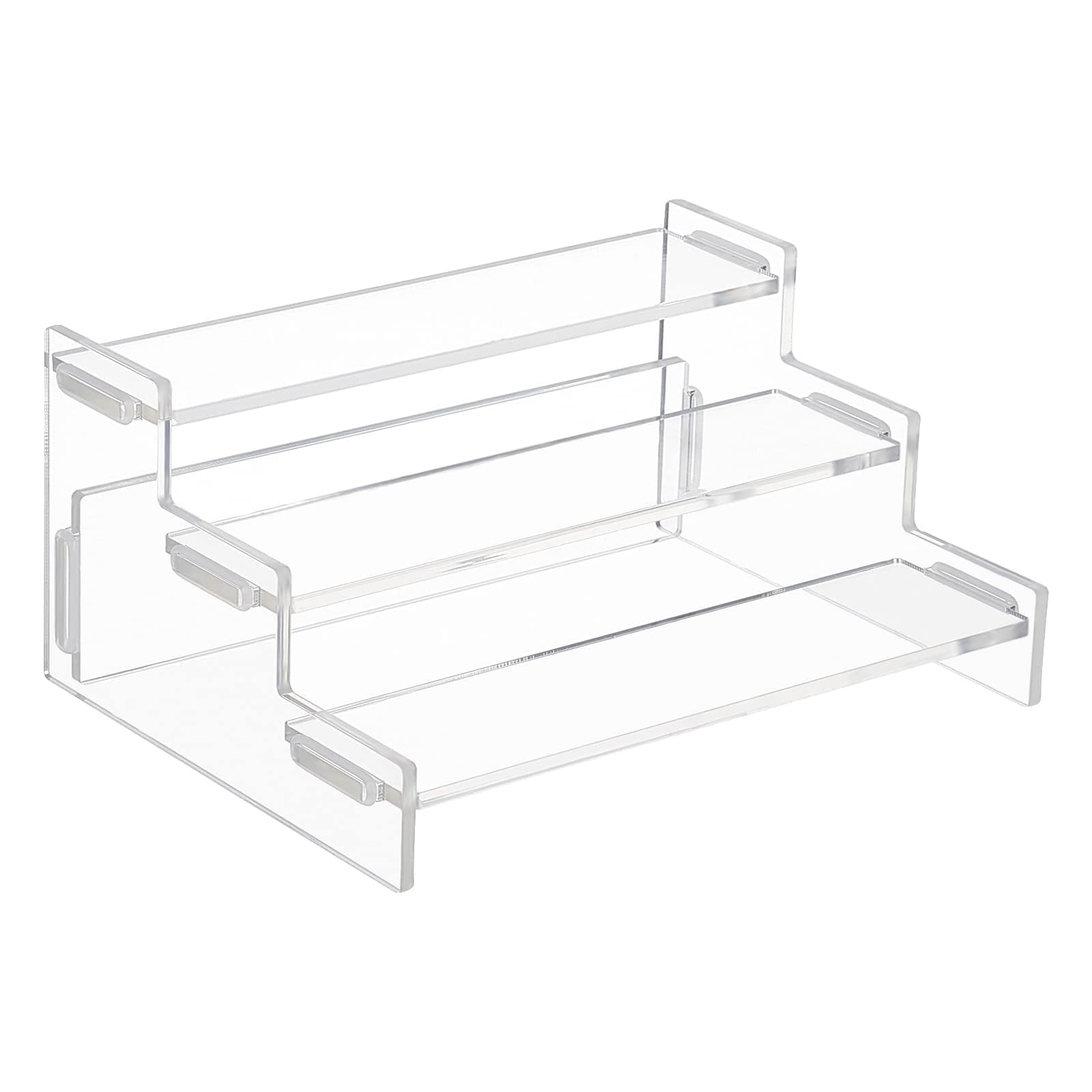 Acrylic Display Risers, 3 Tiers Clear Display Riser Perfume Organizer Stand, Acrylic Display Riser Step Stand for Funko Pops, Collectibles, Toys, Action Figures, Perfume, Dessert