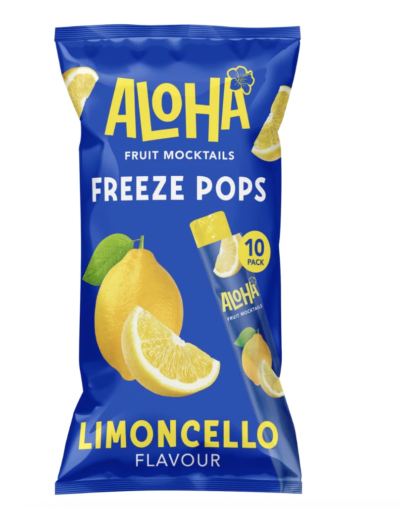Aloha Mocktails Vegan Freeze Pops Ice Poles Ice Lollies | Pack of 12 x50ml | Freeze At Home Alcohol Free Fat Free Low Calorie Deliciousness (Limoncello)
