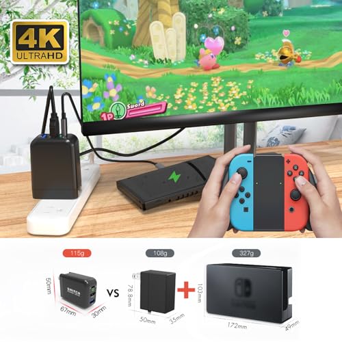 Basicolor Switch ドック充電器 ゲーム同時に充電 新半導体素材GaN タイプC充電器 高速充電器(USB3.1/ HDMI/ USB2.0 3つのインターフェース) HDMI変換アダプター65W出力 の商品画像 1