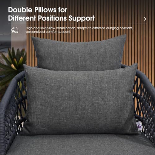 Image of PURPLE LEAF Pool Lounge Chair with Dual Pillows & Thick Cushions Aluminum