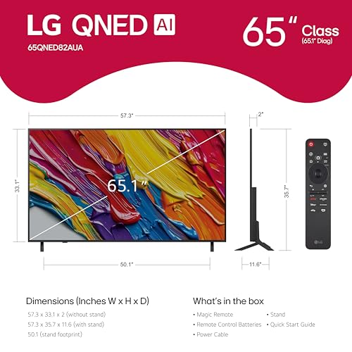 Image of LG 65-Inch Class QNED QNED82A Series Smart TV w /AI Sound, HDR10, 4K Super Upscaling, Filmmaker Mode, Wow Orchestra, Alexa Built-in (65QNED82AUA, 2025)