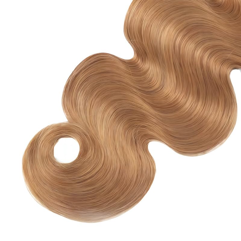 Honey Blonde Human Hair Bundles Brazilian Human Hair Weave Extensions No Shedding No Tangle 14 16 18 inch Body Wave Bundles Human Hair Extensions 27 Color