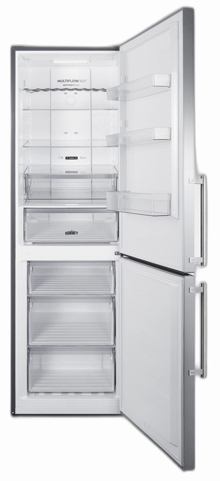 Summit Appliance Ffbf249ss2 24" Wide Bottom Freezer Refrigerator 10 Cu.Ft. Of Storage Capacity, Stainless Steel Doors, No-Frost Operation, Bottom Freezer, Eco Function on Fridge.com - View 3