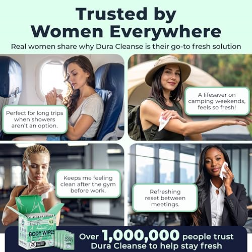 Image of XL Travel Body Wipes for Women - 10 inchx10 inch Rinse-Free Bathing Wipes - 20ct