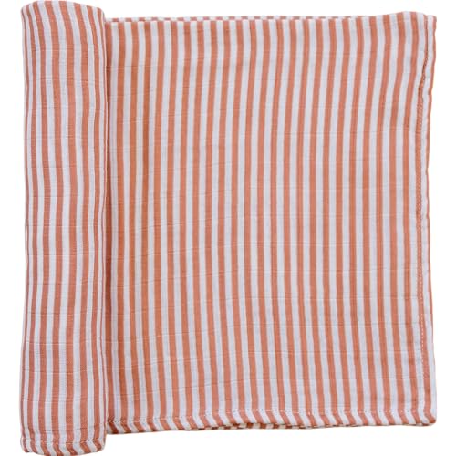 Image of Mebie Baby Pink Stripes Muslin Swaddle, Modern and Neutral Blanket for Baby Girl or Boy, 0-3 Month, Comfy Wrap