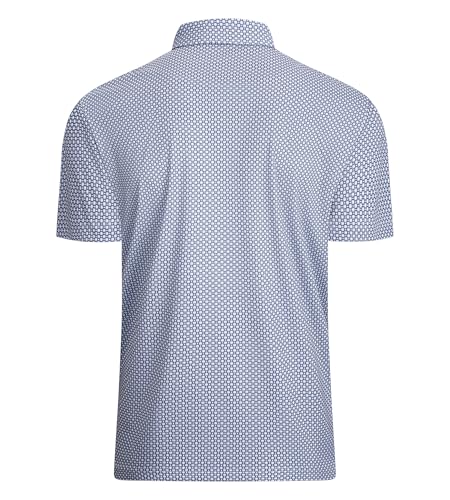 Alex Vando Mens Golf Shirt Moisture Wicking Classic Print Golf Shirts for Men