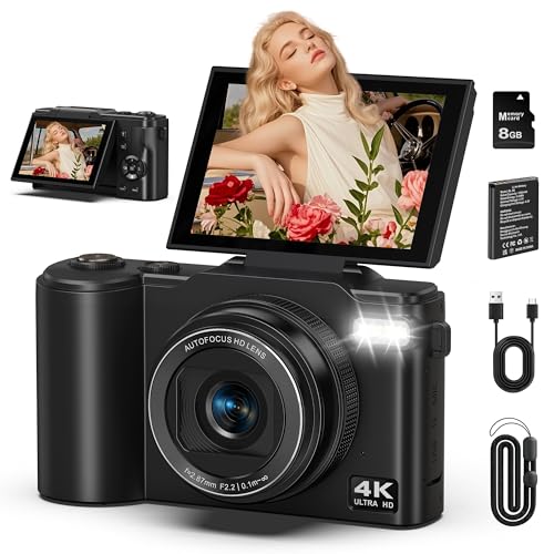 4K Digital Camera for Photography, 64MP Vlogging Camera for YouTube with 180° Flip Screen, 18X Zoom...