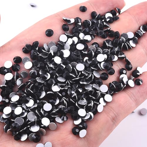Image of 1440Pieces SS6 /1.9-2mm Flat Back Crystal Rhinestones Round Gems for Nail Art,Jet Black