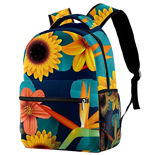 Sac à dos de voyage enfant tournesol jaune avec porte-bouteille