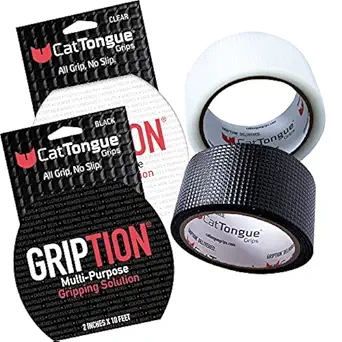 CatTongue Grips Gription Roll Non-Abrasive, Slip-Proof Grip: 2 in. x 10 ft. (Black and Clear) / 2-Pack