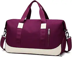 Bolsa De Mão Mala Viagem Academia Feminina Masculina Super Grande, Compartimentos Com Zíper, Espaço Para Tênis Ou Roupas Sujas Alça Removível Modelo Transversal Bordo Poliéster (Vinho)